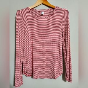 Red & White Stripe Long Sleeve Shirt